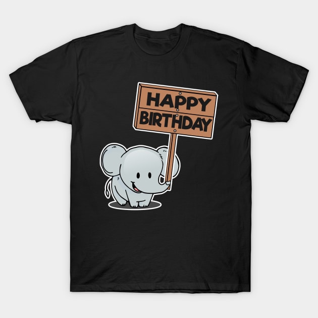 Funny Cute Elephant Birhday Bday Gift Present Child Kids T-Shirt by Kuehni